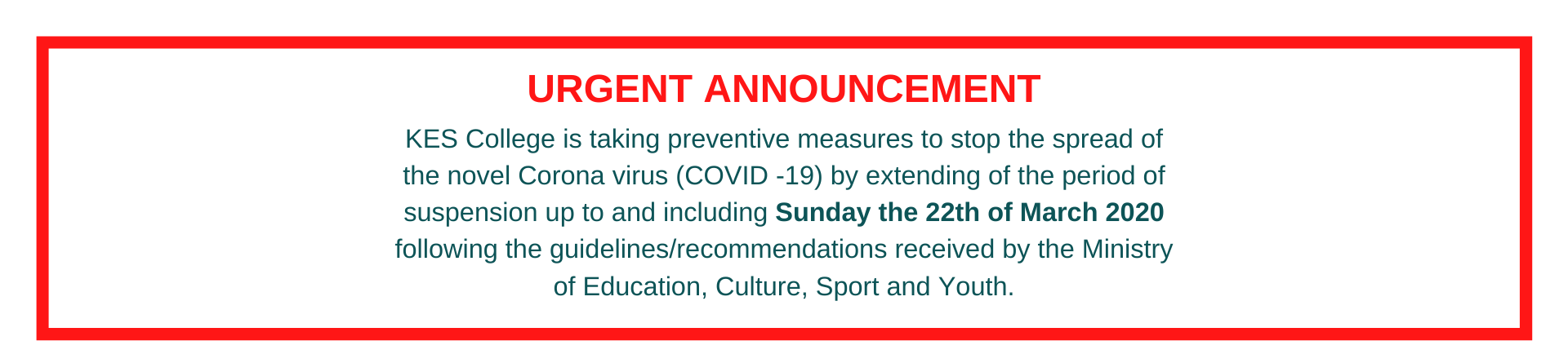 Ungent measures to prevent the spread of Corona Virus